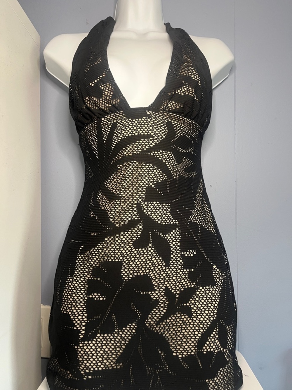 Lace Backless Halter Dress